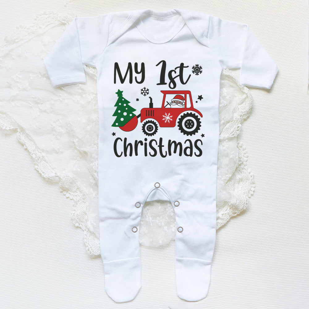 First Christmas Print Baby Sleepsuit Xmas Babygrow Sleepsuit Infant Christmas Gift Boys Girls Clothes Baby Coming Home Outfits