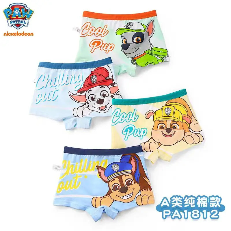100% Genuine Paw Patrol 4PCS/LOT Cotton Boxers Panties Cartoon Printed Kids Underwear Children's Underpants Shorts Panties 2-8Y