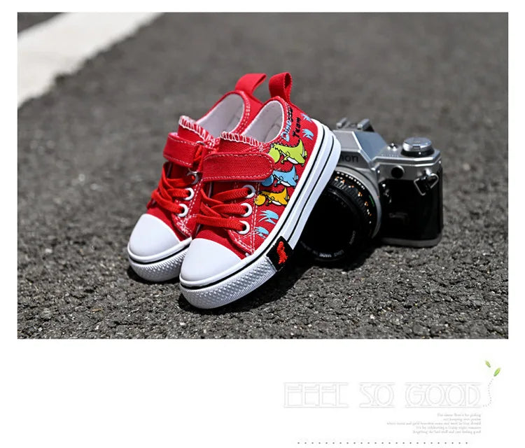 Children cartoon canvas shoes boys and girls casual low-top shoes baby spring and autumn breathable single fashion sneakers