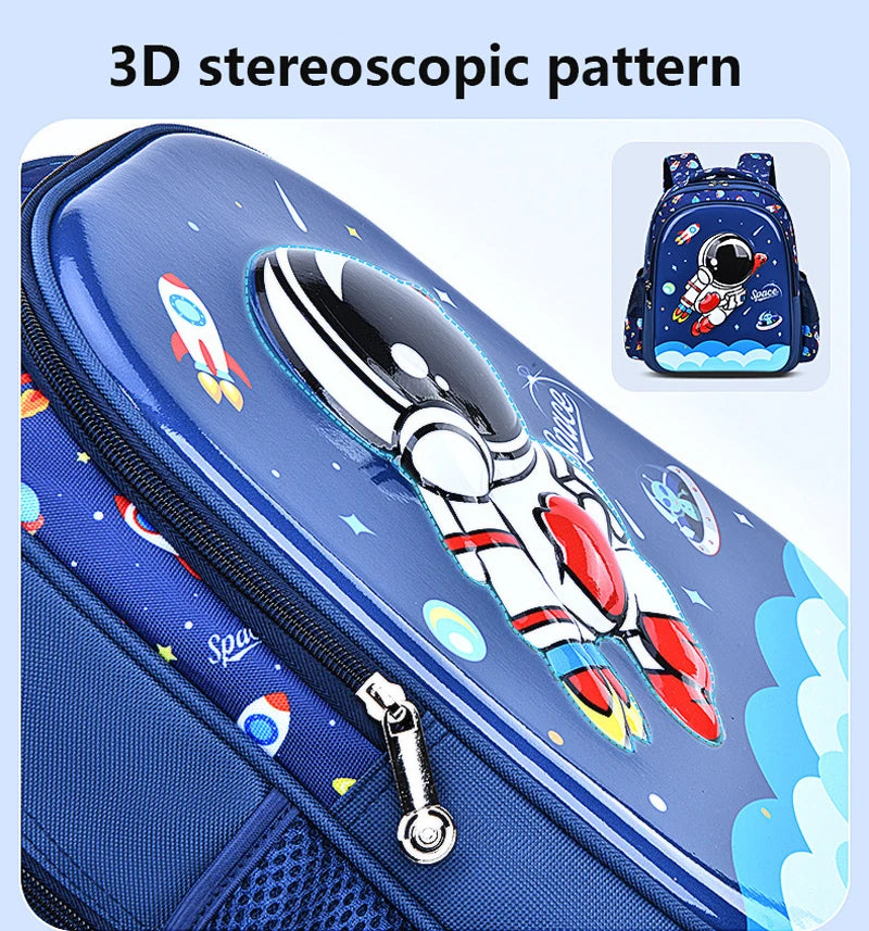 Children's Shoulder Bag Cartoon 3D Stereoscopic Astronaut Schoolbag Waterproof Kid Backpack Little Boy Dream Elementary School