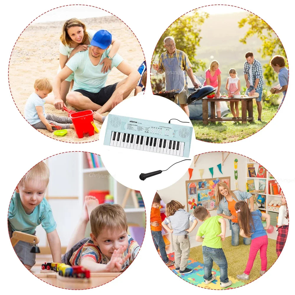 37 Keys Kids Electronic Piano with Microphone Educational Toys Musical Instrument for Kids Toddlers Boys Girls Birthday Gift