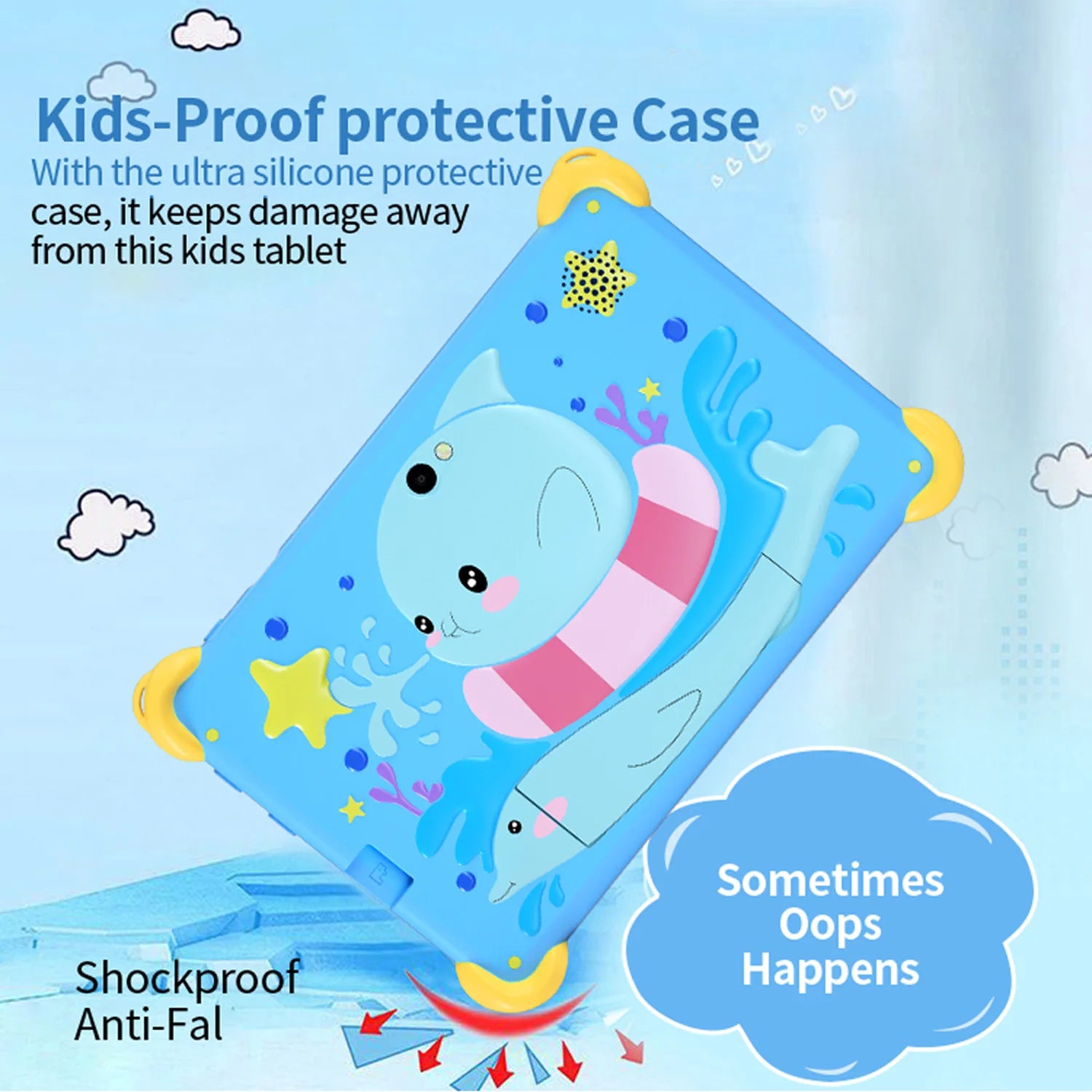 7 Inch 5G Kids' Tablet with Cartoon Pattern Android Learning Education PC with Kids-Proof Case 4000mAh Tablet