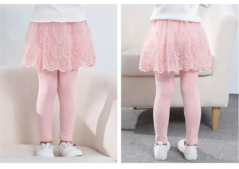 New Baby Girls Leggings Lace Princess Skirt-pants Spring Autumn Children Slim Skirt Trousers for 2-7 Years Kids Clothes