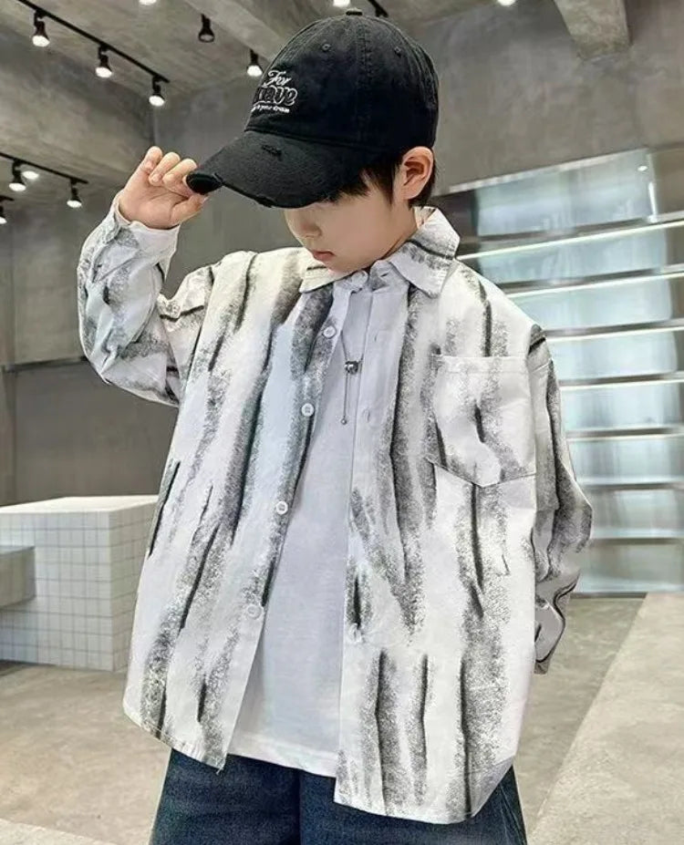 2025 New Boys' Spring Autumn Long Sleeve Shirt Toddler Boys Stylish Long Sleeve Shirt Trendy Design for Kids