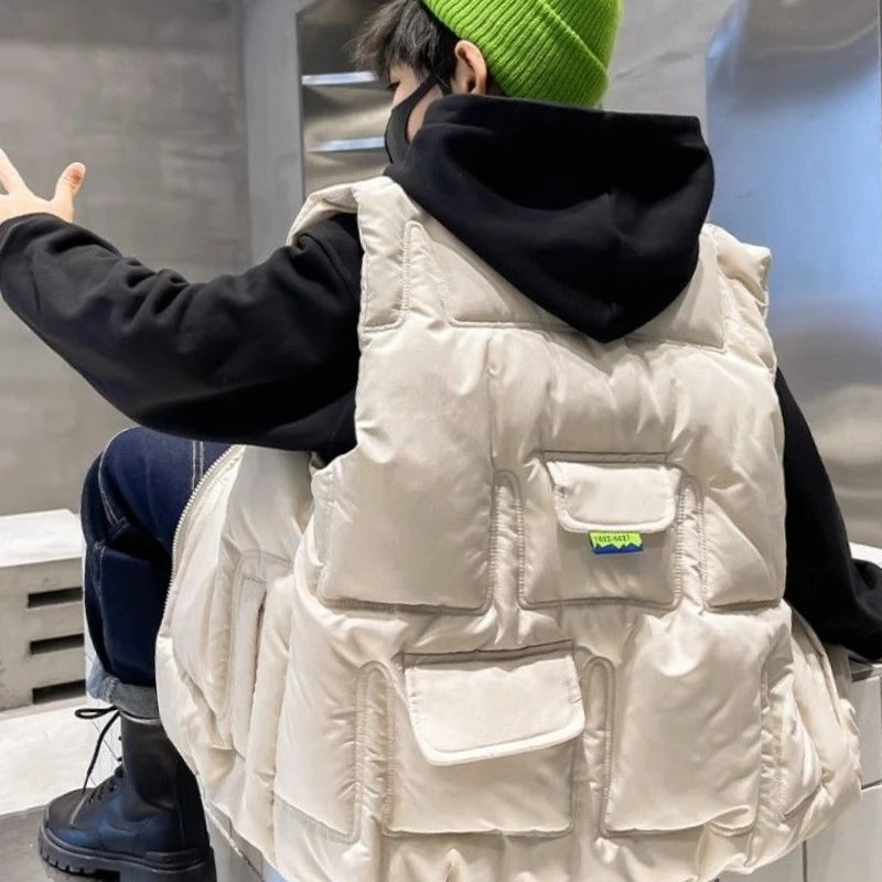 Boys' Thermal Insulated Down Jacket Autumn Winter Kids' Outerwear Plus Size Cape Vest Stylish Trendy