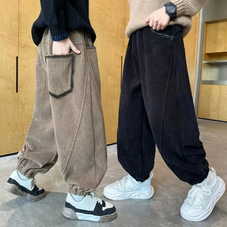 2025 New Boys' Corduroy Pants Spring Autumn Toddler Boy Sports Casual Pants
