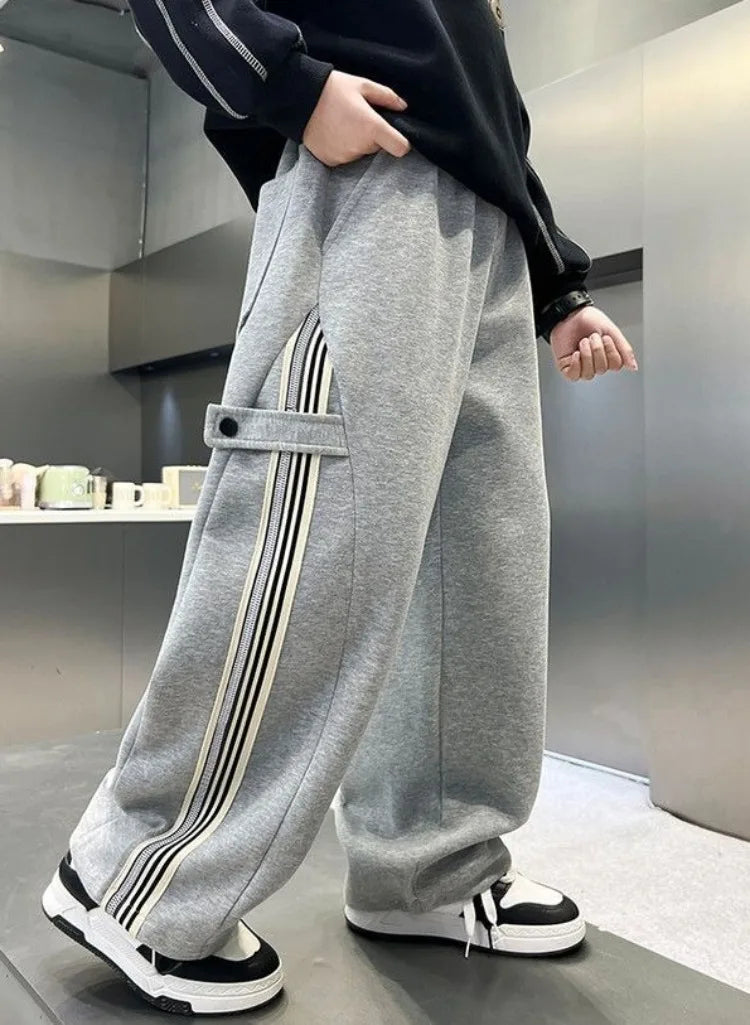 Boys Autumn 2025 Trendy Loose Sweatpants Casual Comfortable Outdoor Sports Pants for Tween Boys Size 8-12