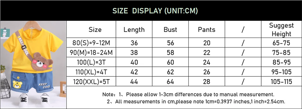 Summer Baby Boys Clothing Sets Cartoon Bear Cotton T-Shirt + Shorts 2Pcs Suits for Baby Kids Tracksuits Infant Casual Outfits