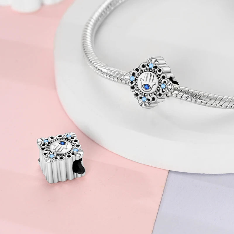 Hot Sales 925 Sterling Silver Charms Beads Devil's Eye Fatima's Hand Cross Beads Fit Original Bracelet Women DIY Jewelry Gifts