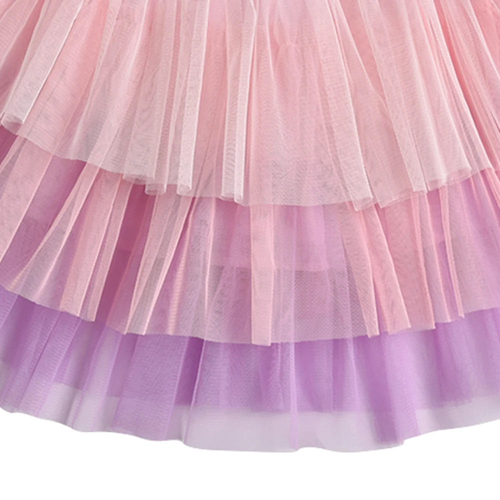 VIKITA Girls Princess Skirts Kids Layered Mesh Tulle Tutu Mini Skirt Girls Birthday Party Performance Ballet Skirt Kids Clothing
