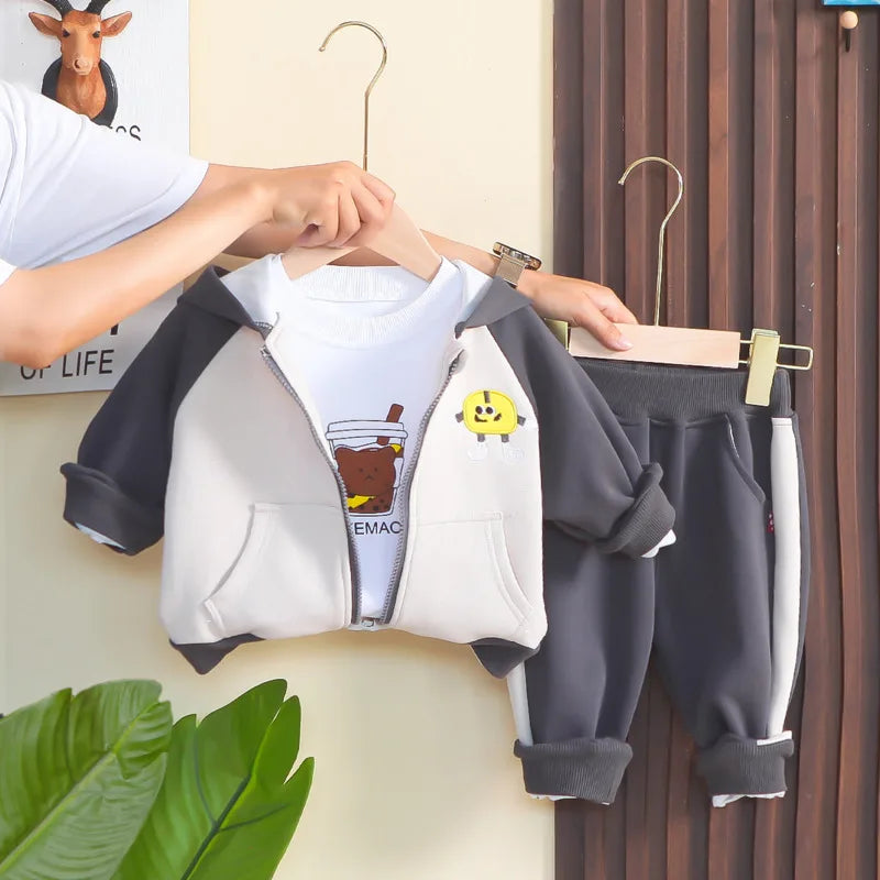 New Autumn Baby Clothes Girls Clothing Children Boys Hooded Jacket T-Shirt Pants 3Pcs/Set Toddler Casual Costume Kids Tracksuits