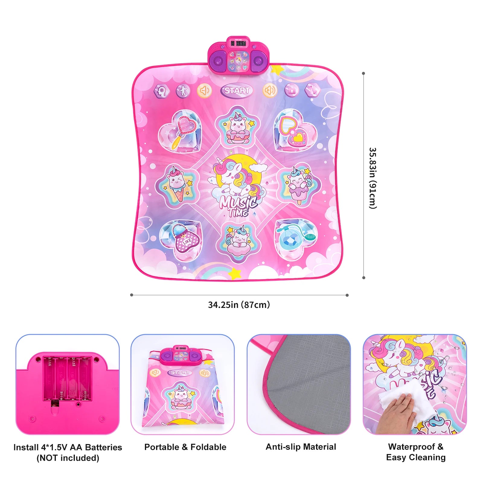 Kids Electronic Dance Mat Dancing Blanket Double Players Mode with 9 Levels Kid Floor Music Blanket Educational Toys Kids Gifts