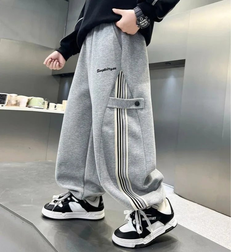 Boys Autumn 2025 Trendy Loose Sweatpants Casual Comfortable Outdoor Sports Pants for Tween Boys Size 8-12