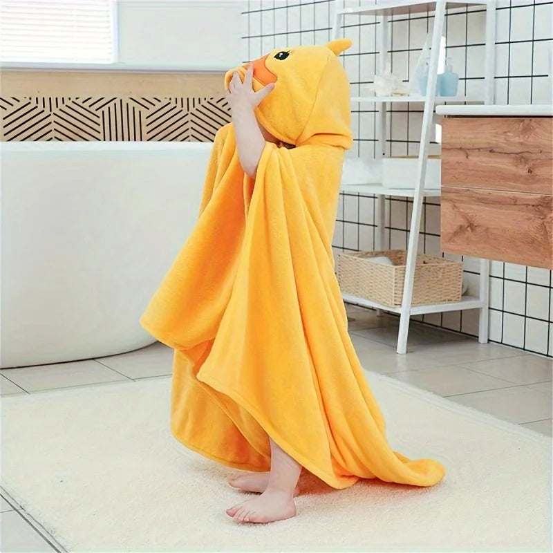 Hooded Bath Towel Soft Plush Baby Bath Towel Absorbent Cartoon Duck Pattern Bathrobe Great Christmas Gift for Infants Toddlers
