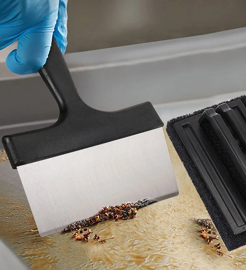 4Pcs/Sets Griddle Cleaning Kit for Blackstone with Griddle Flat Top Grill Accessories Cleaner Tools Set Scraper Scouring Pads