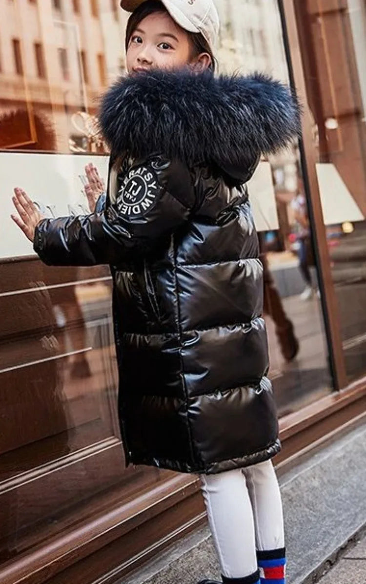 2025 New Boys Girls Cotton-Padded Coat Winter Outerwear Stylish Mid-Length Toddler Big Kids Winter Jacket