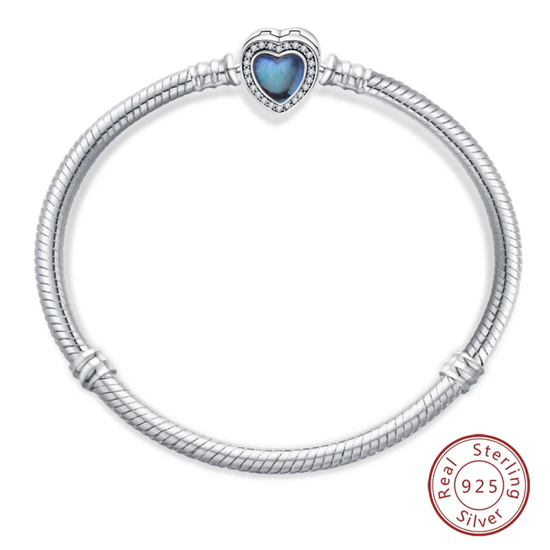 Bracelet Silver 925 Original 17-20CM Star Moon Sun Four Leaf Clover Green Zircon Bracelets Fit DIY Charms Birthday Jewelry Gifts