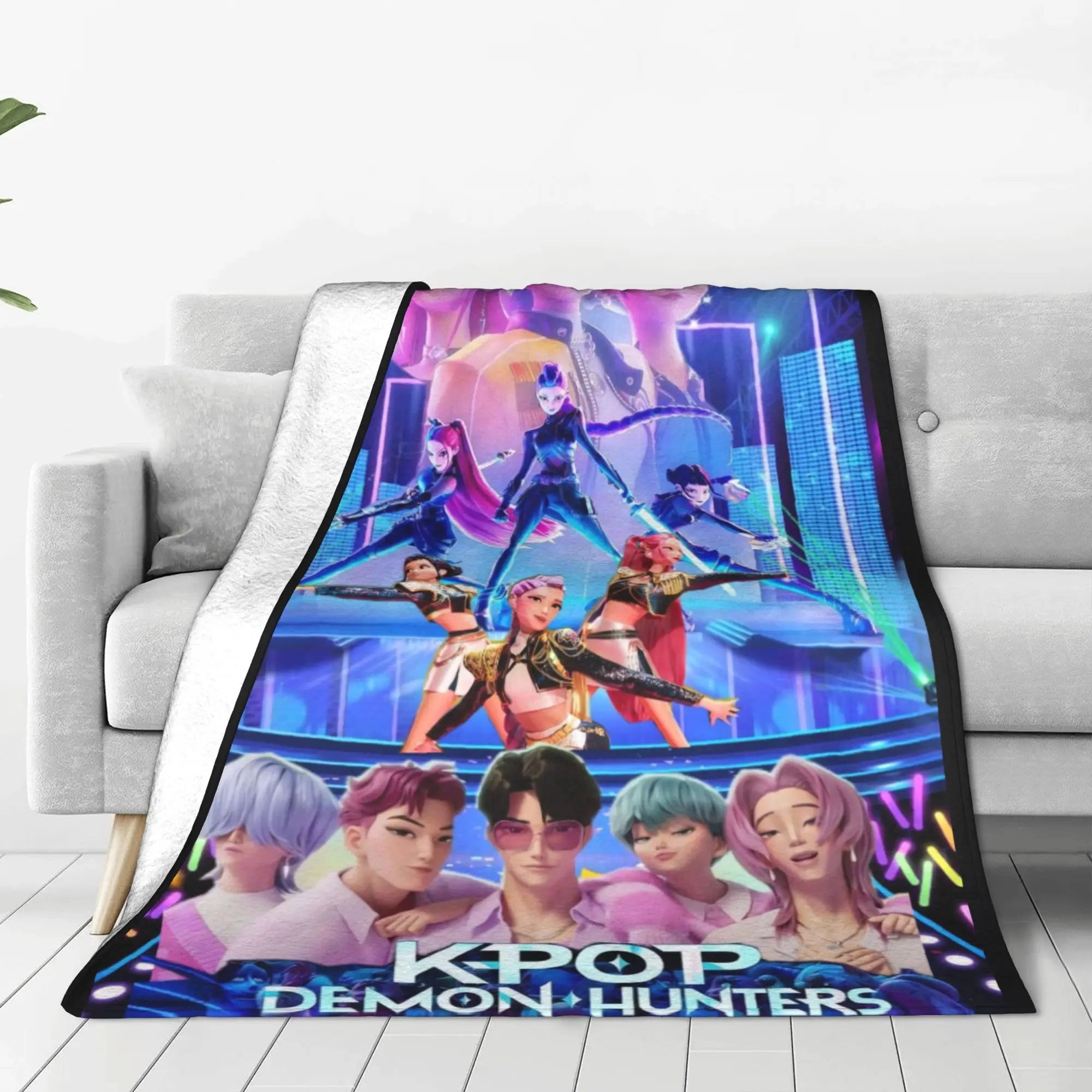 kpop Demon Hunters Huntrix & Saja Boys Blanket  Super Warm Comfortable Plush Throw Blanket Child Home Decor Flannel  Bed Cover