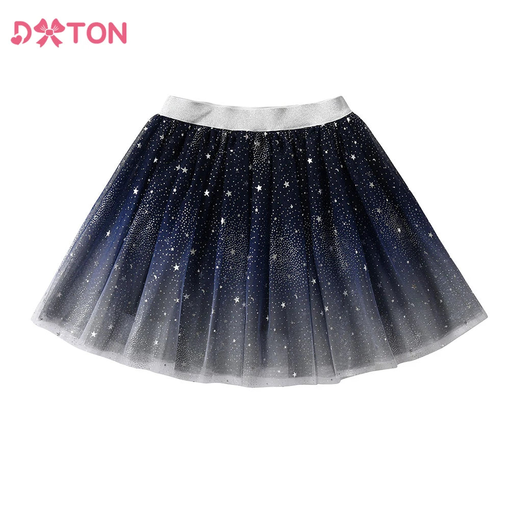 DXTON Baby Girls Daily Skirts Star Blingbling Sequin Gradient Tulle Knee-Length Girls Toddler MiniSkirts Children Casual Costume