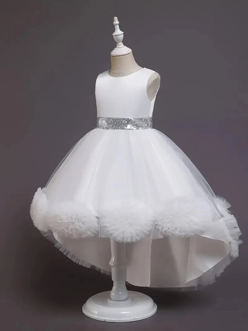 Girls Princess Dress Sleeveless Sequin Mesh Tutu Dress Performance Dress Wedding Flower Girls Dress For Evening Birthday #2038