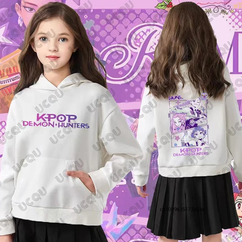 New KPop Demon Hunters Print Cotton Hoodies For Children Autumn Winter Long Sleeve Sweatshirt Casual Pullover Kids/Adult Tops