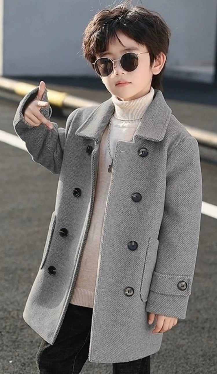 2025 Autumn Winter Kids Korean Style Plus Size Warm Thickened Wool Coat Windbreaker Stylish Outdoor Jacket