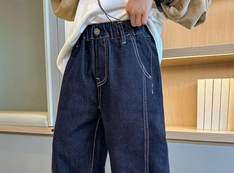 Designer Boys Autumn Winter 2025 New Casual Stretchable Denim Jeans Long Pants Boys' Fashionable Trousers