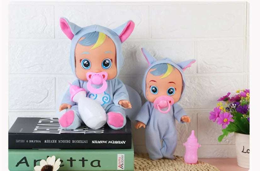8inch 3D Weeping Babies Unicorn Baby Simulation Baby Crying Doll Creative Cute Doll For Girl Reborn Baby Vinyl Christmas Gift