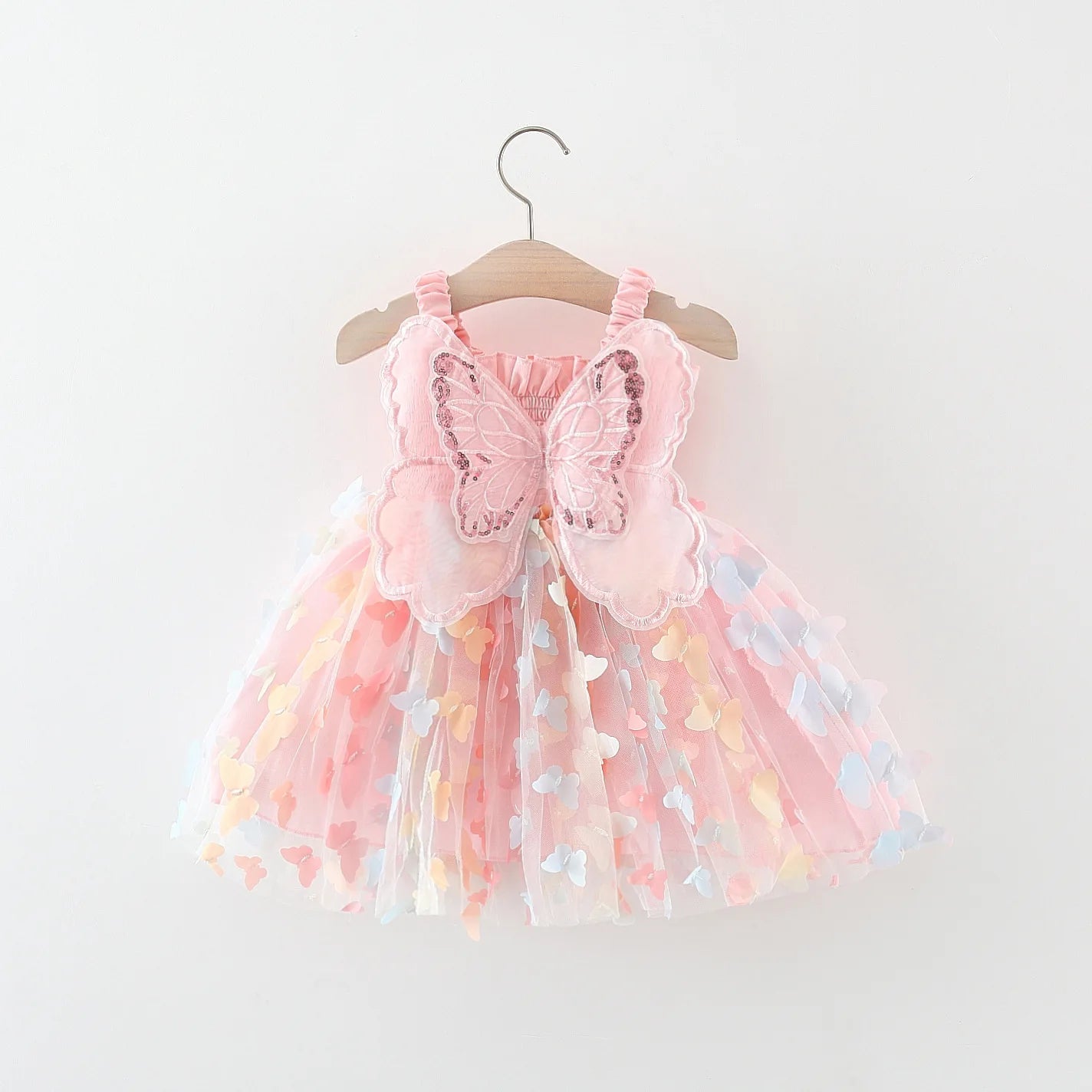 Summer New Colorful Chiffon Baby Girl Princess Dress, Cute Butterfly Children'S Sling Clothes For Babies Aged 9 Months-3 Years