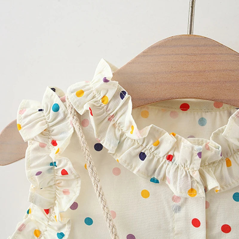 (9 Months -4 Years Old) Summer New Colorful Polka Dot Baby Girl Dress, Countryside Style Children'S Clothing Free Gift Bag