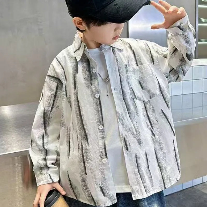 2025 New Boys' Spring Autumn Long Sleeve Shirt Toddler Boys Stylish Long Sleeve Shirt Trendy Design for Kids
