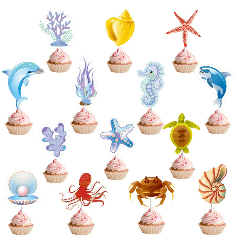 Mermaid Happy Birthday Party Decoration Banner Bunting Hanging Paper Swirls Kit for Kids Girls Under the Sea Theme Accessories