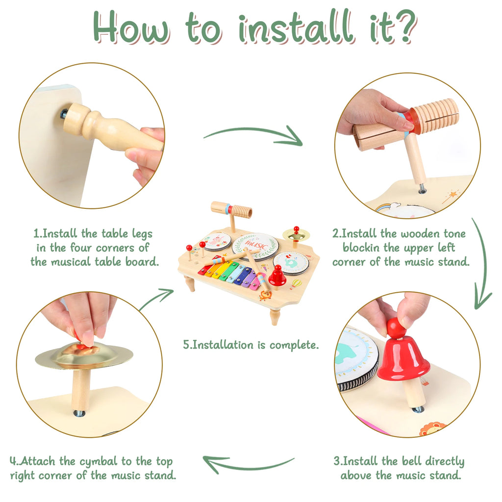 Children's Drum Kit, Multi-in-1 Musical Instruments Children From 1 2 3 Years With Xylophone, Montessori Baby Toy, Children's To