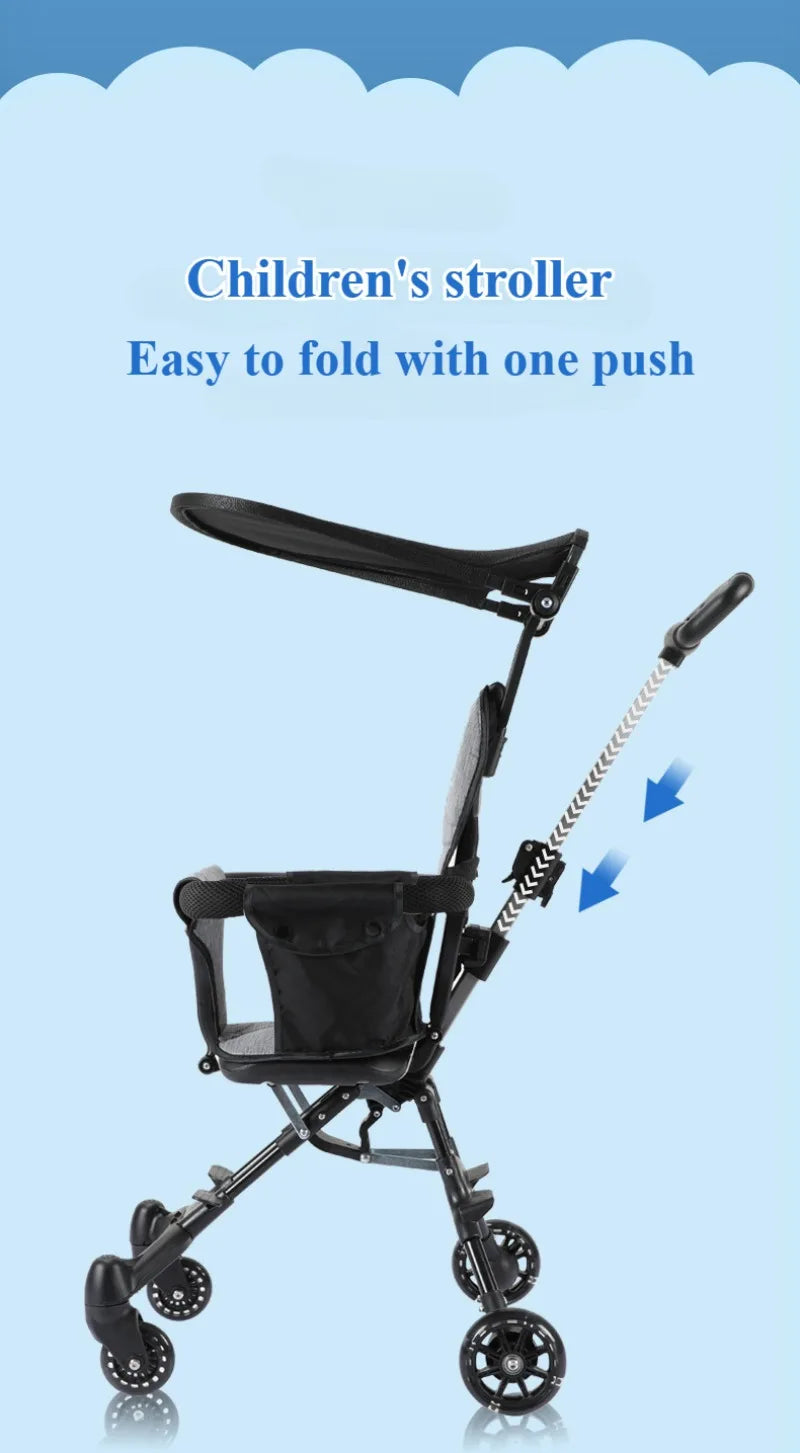 Foldable Baby Stroller Lightweight Infant Stroller with 360° Universal Wheel Soft Wide Seat Height Adjustable Halloween Gifts