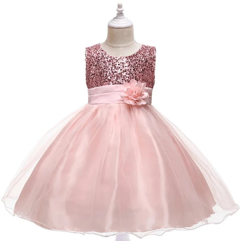 Girl Dress Flower Embroidered Bow Princess Dress Children Lace Mesh Tutu Wedding Christmas Birthday Party Dress Girl Dress