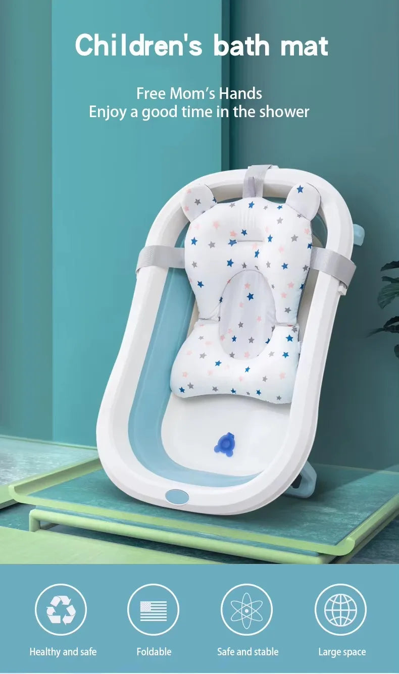 PANGDUBE Baby Bath Seat Newborn Bathtub Cushion Adjustable Support Pad with Non-Slip Mat 0-12 Months Shower Safety Float
