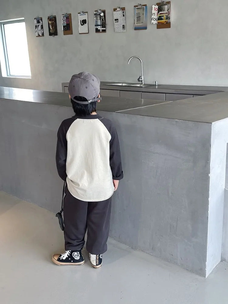 Casual Raglan Sleeve Top Korean Style Kids Boy Clothes Boys Tshirt Clothing 7 8 Years Boys' T-shirt Children's 12 Long Tee 2025