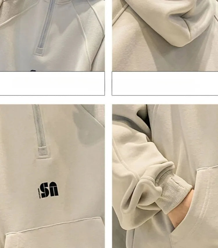 2025 New Boys' Mid-Large Spring-Autumn & Autumn-Winter Fleece-Lined Thickened Hooded Hoodie - Trendy Streetwear Boys' Top