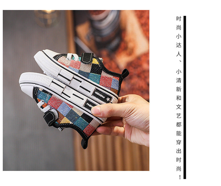 Children's Casual Shoes Toddlers Kids Canvas Sneakers for Boys Girls Fashion Classic Checkered Soft Rubber Sole Spring Autumn