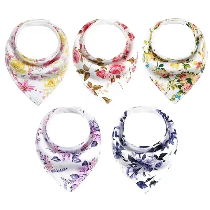 0-2Years Newborn Bibs Solid 5Pcs 8Pcs Baby Feeding Drool Bibs Saliva Towel Triangle Scarf Soft Cotton Adjustable Snap Button
