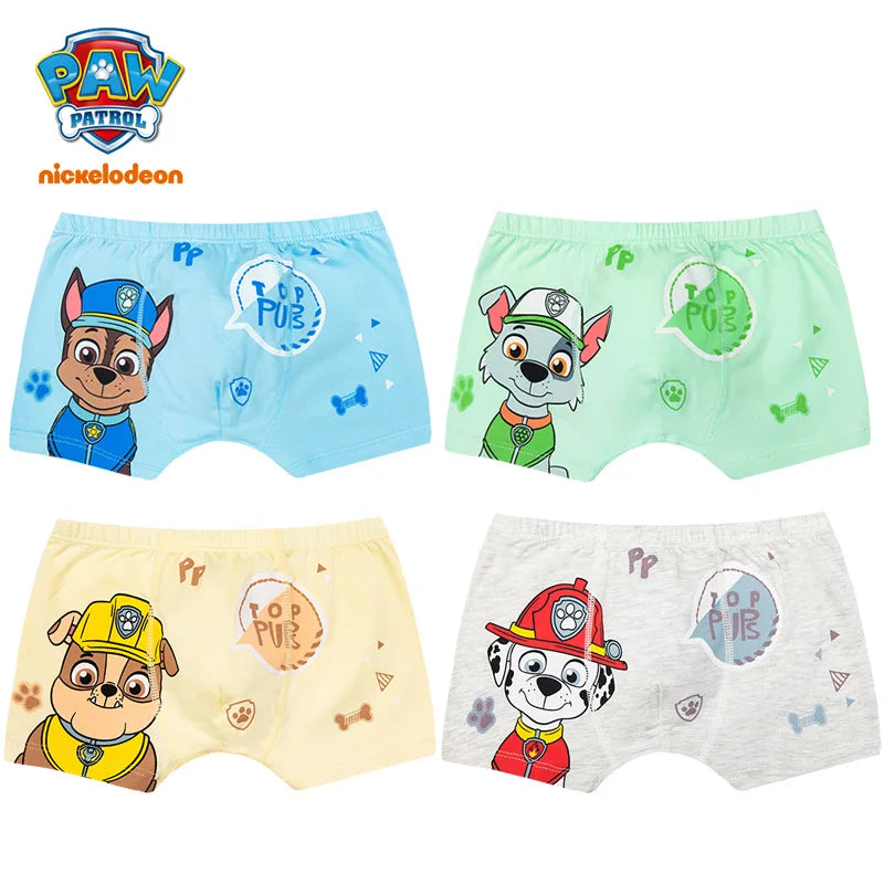 100% Genuine Paw Patrol 4PCS/LOT Cotton Boxers Panties Cartoon Printed Kids Underwear Children's Underpants Shorts Panties 2-8Y