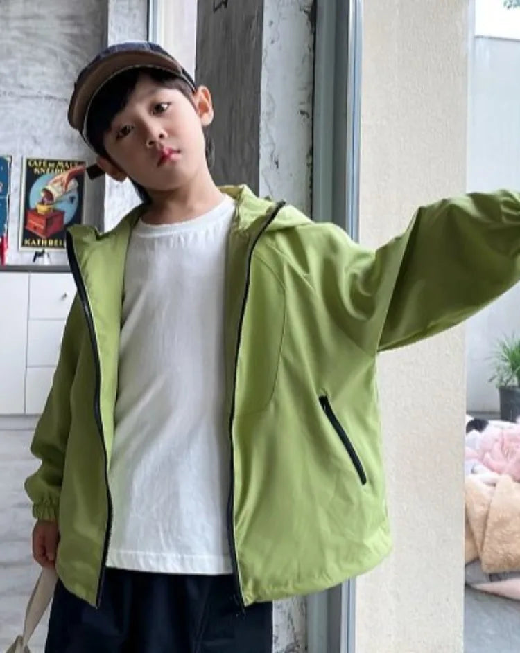 2025 New Kids Outdoor Jacket Unisex Sporty Design Spring Autumn Wear Trendy Waterproof Windproof Jacket for Boys Girls Ages 8-14