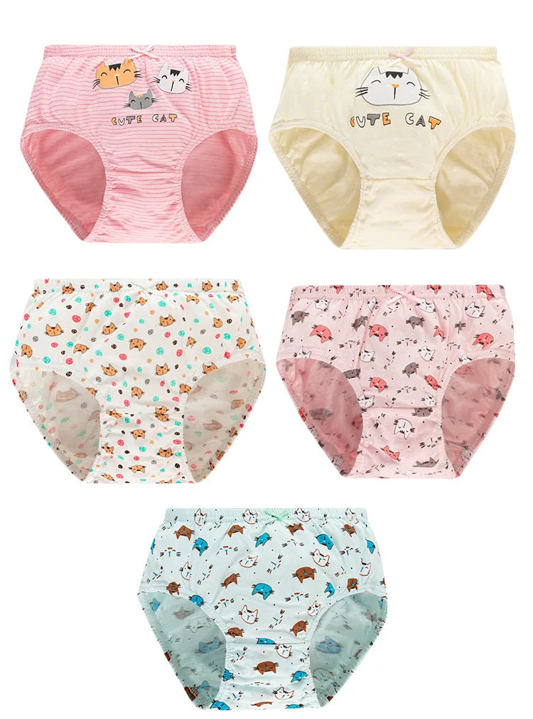 5Pcs/Set Children Underwear For Girls Cotton Soft Baby Girl Briefs Cute Cartoon Kids Triangle Underpants Exquisite Box Packaging