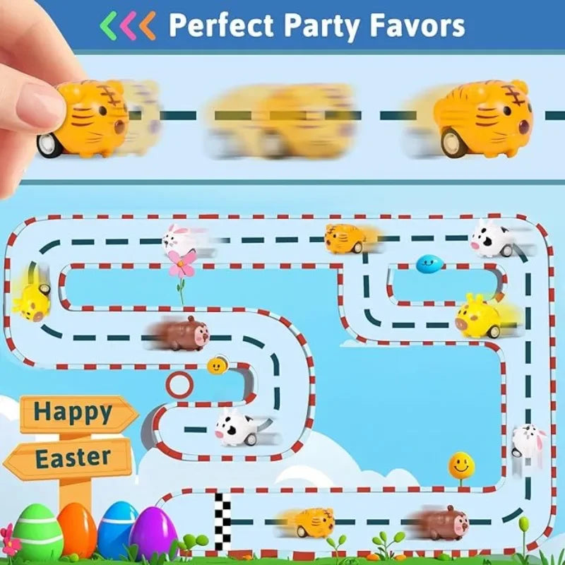 Animals Pull Back Cars Friction Powered Push and Go Back and Forth Vehicles Car Toys Racing Car Playset Toys Christmas Gift