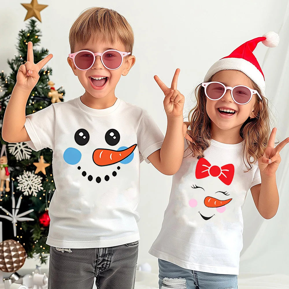 Snowman Christmas Family Matching Clothes Family Christmas Matching Tshirt Mom Dad Daughter Son Baby Tops Shirt Holiday Gift