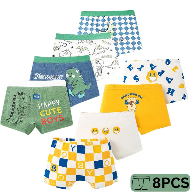 4/8 Pieces Boys Cotton Boxer Briefs Truck Car Graphic Print Kids Boxer Shorts Breathable Comfortable Washable Children Underwear