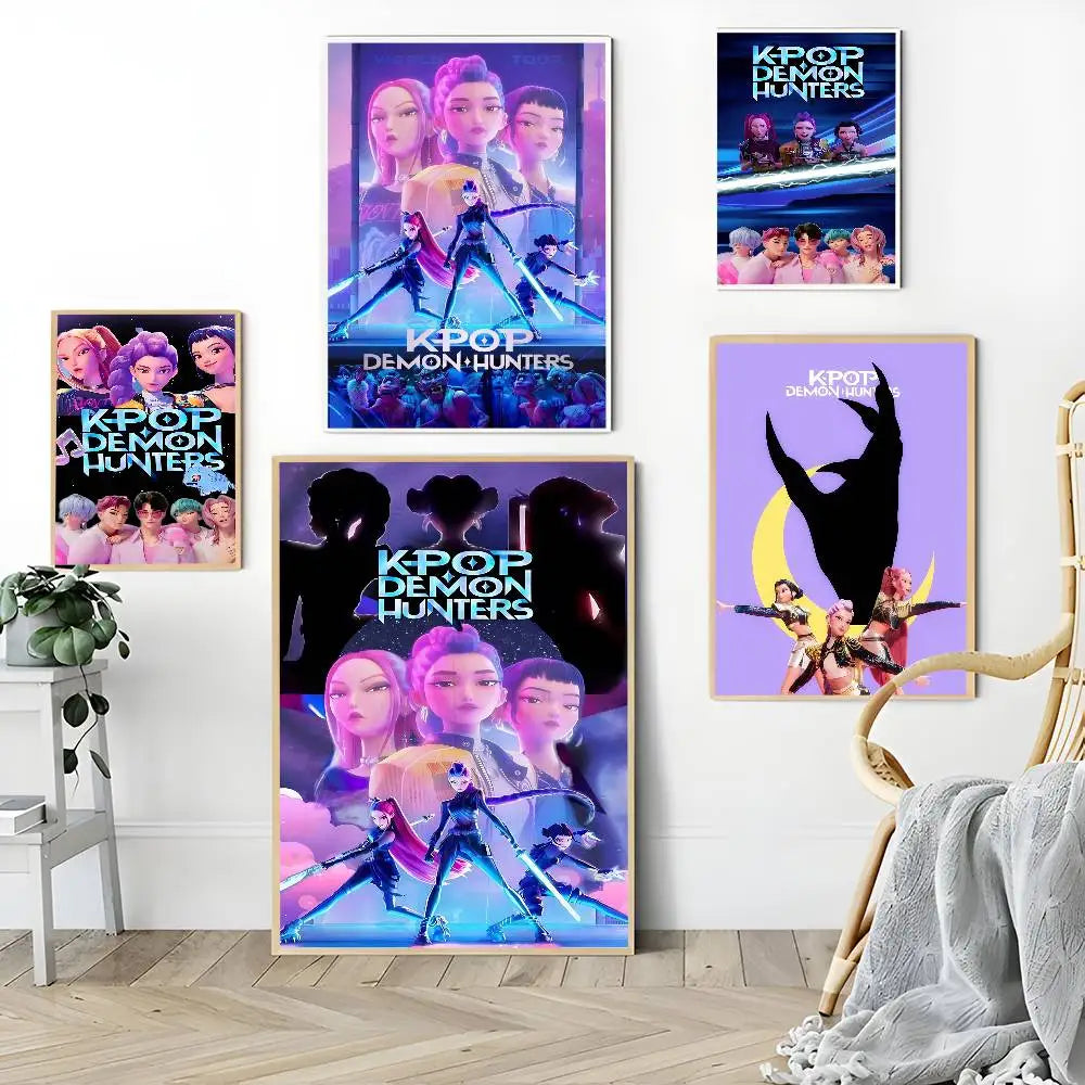 Movie KPop Demon Hunters Anime Posters Sticky HD Quality Poster Wall Art Painting Study Wall Decor