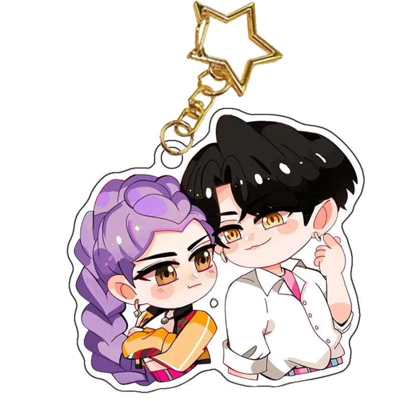 Kpop Demon Hunters Saja Boys Keychain Huntr-X Bag Pendant Unters Huntrix Saja Self Made Acrylic Keyring Jewelry Friends Gift