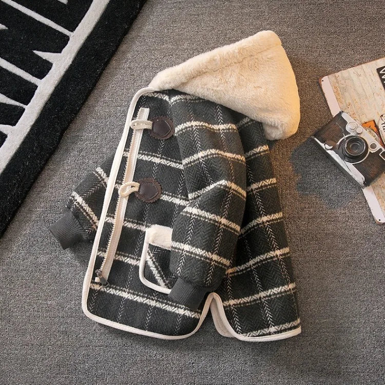 Boys Winter Wool Coat 2025 New Style Kids Thickened Fleece Lined Plaid Wool Jacket Thick Winter Clothing