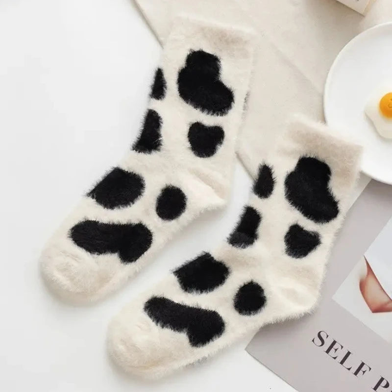 Winter Warm Padded Socks Thickened Mink Plush SocksCute Cartoon Soft Comfortable SkinFriendly Girls Socks Autumn Home Sleepwear